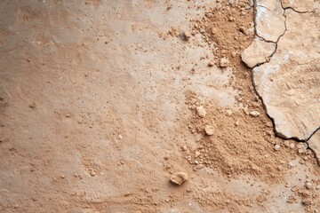 Dry, cracked earth with patches of loose soil in a sunlit environment highlighting environmental conditions
