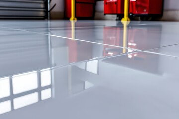 Clean and shiny garage floor showcasing professional polishing work. Gleaming garage floor.