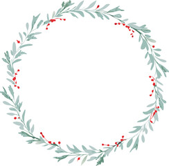 Obraz premium Elegant Floral Wreath Design Winter Berries and Greenery Frame