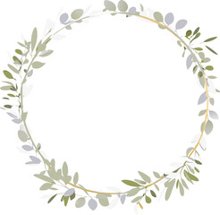 Elegant Greenery Wreath Botanical Floral Circle Frame Design