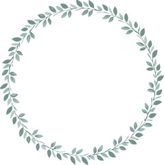 Fototapeta premium Elegant Greenery Wreath Frame, Circular Floral Design, Botanical Border