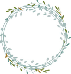 Elegant Floral Wreath Frame, Greenery, Botanical, Design Element