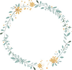 Elegant Floral Wreath Frame Delicate Flowers, Greenery, Design