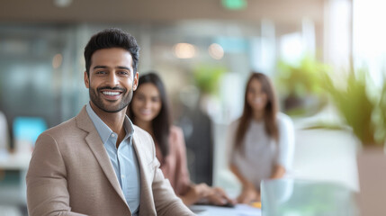 young indian businessman sitting in the office