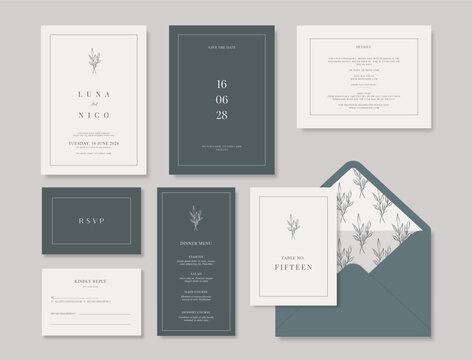 Simple and minimalist wedding stationery template. trendy modern wedding invitation template. beautiful wedding card template