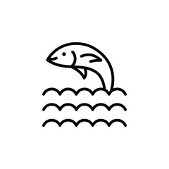 Naklejka premium Fish line icon. Seafood product sign, ocean fish cooking or culinary ingredient symbol. Best for menus of restaurants, cafes, bars and food courts. Simple vector illustration for mobile concept and we
