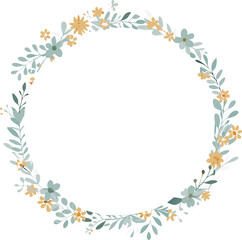 Elegant Floral Wreath Frame Blue, Yellow, and Green