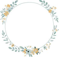 Fototapeta premium Elegant Floral Wreath Frame Circular Design, Pastel Blooms, Wedding Invitation