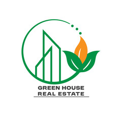  green house logo design Real Estate Houses, element, home logo vector design company concept white Background