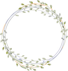 Elegant Floral Wreath Frame Greenery, Botanical, Circle, Design