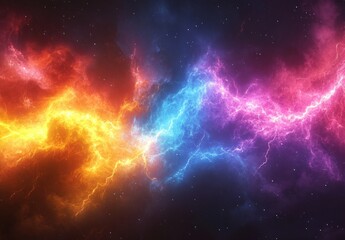 Vivid Abstract Lightning Energy Background with Rainbow Colors and Electric Effects