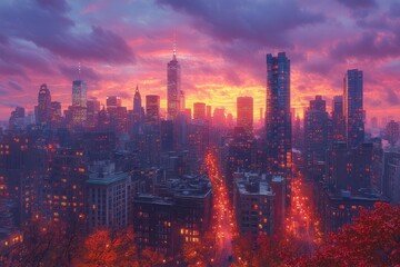 Obraz premium Boston Massachusetts Downtown Skyline Aerial View at Sunset