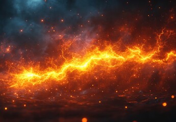 Fiery Lightning Energy Abstract Digital Art Background