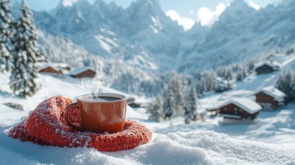Snowy mountain valley winter scene