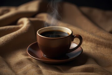 A Cappuccino in a Cup on a Wooden.