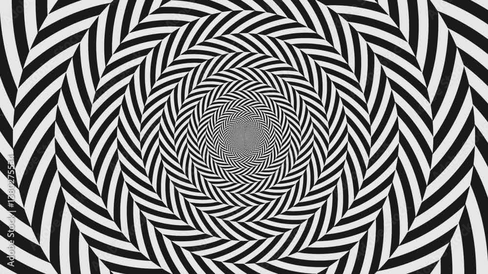 Poster black and white optical illusion seamless video. rotating lines with different speed.