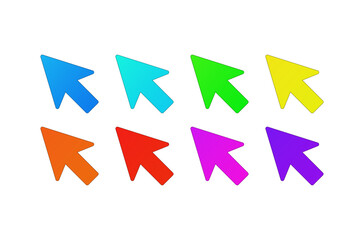 Colorful cursor icon set.