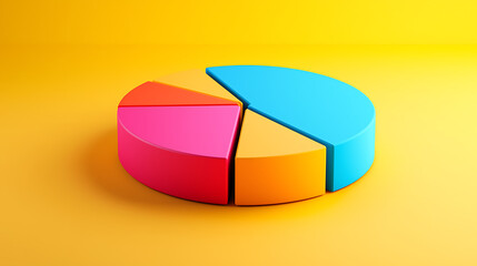 Fototapeta premium A colorful pie chart is shown on a yellow background