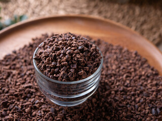 close up Organic Cacao nibs or Cacao chips.