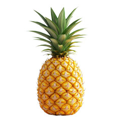 Fototapeta premium Vibrant golden pineapple with green spiky leaves on transparent background