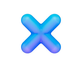 Obraz premium A sleek multiplication symbol with a smooth, matte blue finish and soft lighting. 3d illustration