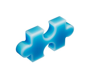 Obraz premium A smooth, glowing blue puzzle piece with a soft, futuristic and elegant appearance. 3d illustration