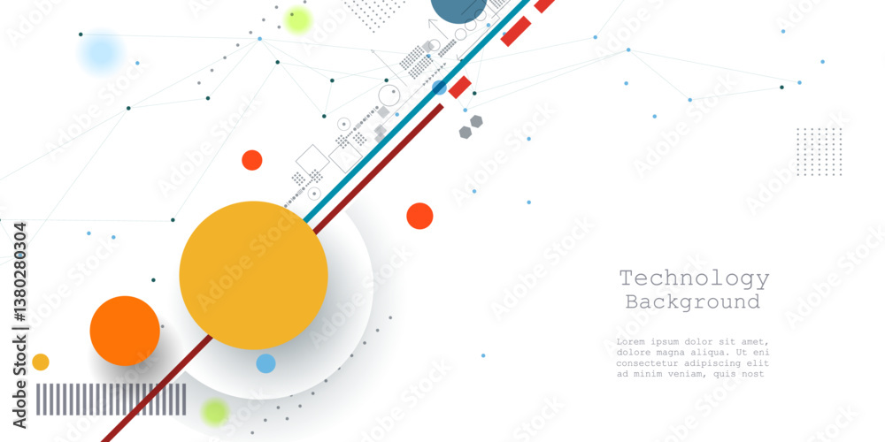 Aufkleber vector illustration abstract modern technology design. white circle, geometric shape, wave wireframe