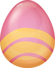 Pink and Yellow Easter Egg Vector with Abstract Wavy Pattern on a Smooth Surface isolated on white, Elegant Spring Holiday Design for Decorations and Creative Projects