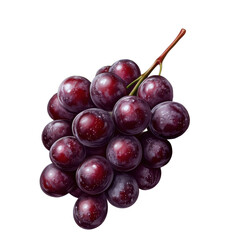 Fototapeta premium Vibrant bunch of red grapes with green leaf on transparent background