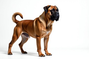 Obraz premium Majestic mastiff, powerful stance, white background, background, strong, dog photography