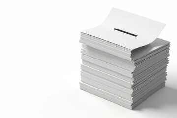 Stack of marked ballots, isolated on white background , lots, selection