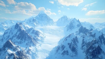 Obraz premium Majestic snowy mountain range with a clear blue sky background