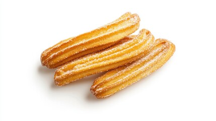 Delicious golden churros dusted with powdered sugar, showcasing a crispy exterior and fluffy interior, perfect for dipping in chocolate or enjoying on their own.