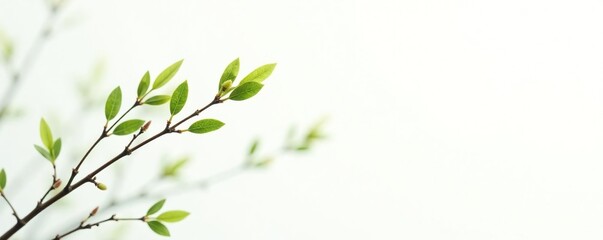 Thin isolated willow branches on a white background, soft, pale, thin