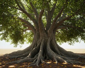 Obraz premium Nature green of large Bodhi tree on natural light