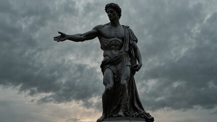 Fototapeta premium A statue of Orpheus and Eurydice, as he turns for one last glance, her soul fading into the void