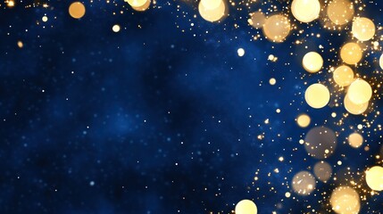Naklejka premium Golden Lights on Blue Background: A Festive Abstract Image