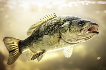 A detailed illustration of a large open mouthed fish swimming