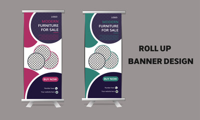 Stylish and colorful company business Roll up banner design template vector, abstract background, modern x-banner, rectangle size 