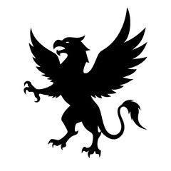 Obraz premium A fierce black silhouette of a griffin