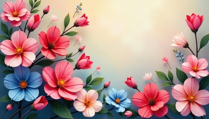 Continuous, intertwined floral motif; soft, blended colors , surface, element