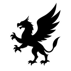 Fototapeta premium A fierce black silhouette of a griffin