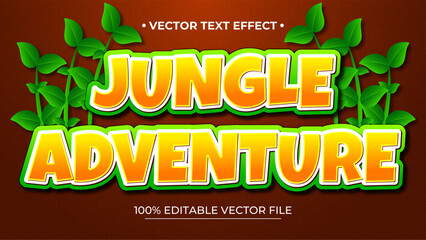 Jungle adventure Editable text Effect Comic Cartoon Quest Game tittle 3D Style