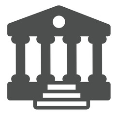 Fototapeta premium Court house solid icon, law and order concept. Vector graphics. Court building with roman columns and stairs sign on white background, glyph style icon for mobile or web design.