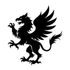 Fototapeta premium A fierce black silhouette of a griffin