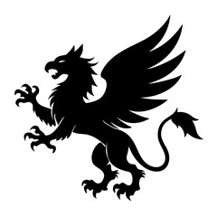Fototapeta premium A fierce black silhouette of a griffin