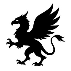 Fototapeta premium A fierce black silhouette of a griffin