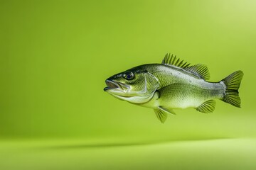 Fototapeta premium A detailed photograph of a fish on a green background