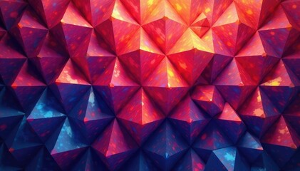 Geometric shapes forming intricate tessellation, bold hues, abstract, fractal