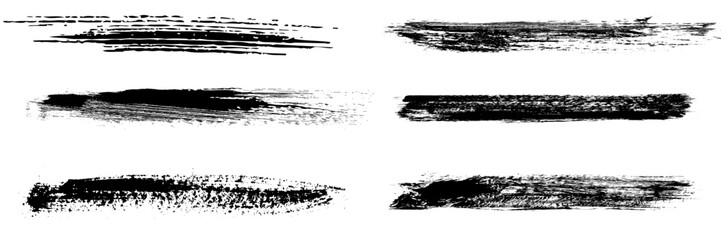 Black brush stroke set isolated on background. Paint brush stroke vector for ink paint, grunge design element, dirt banner, watercolor design, dirty texture. Trendy brush stroke, vector illustration
